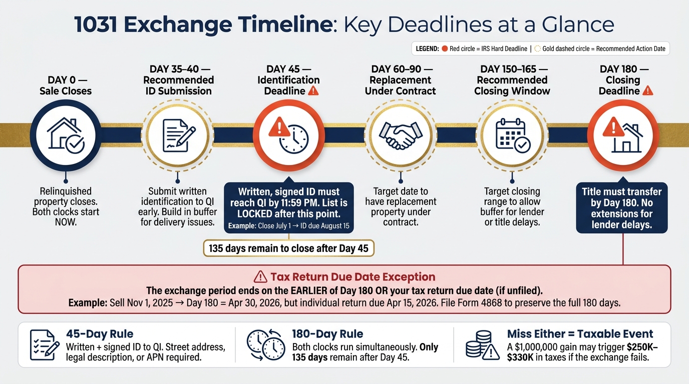 1031 Exchange Timeline: Day 0 to Day 180 Visual Guide