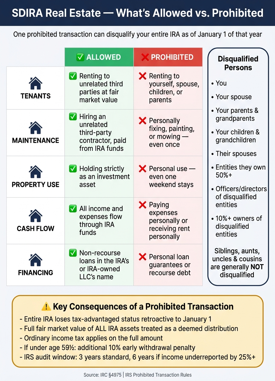 SDIRA Real Estate: Allowed vs. Prohibited Transactions at a Glance