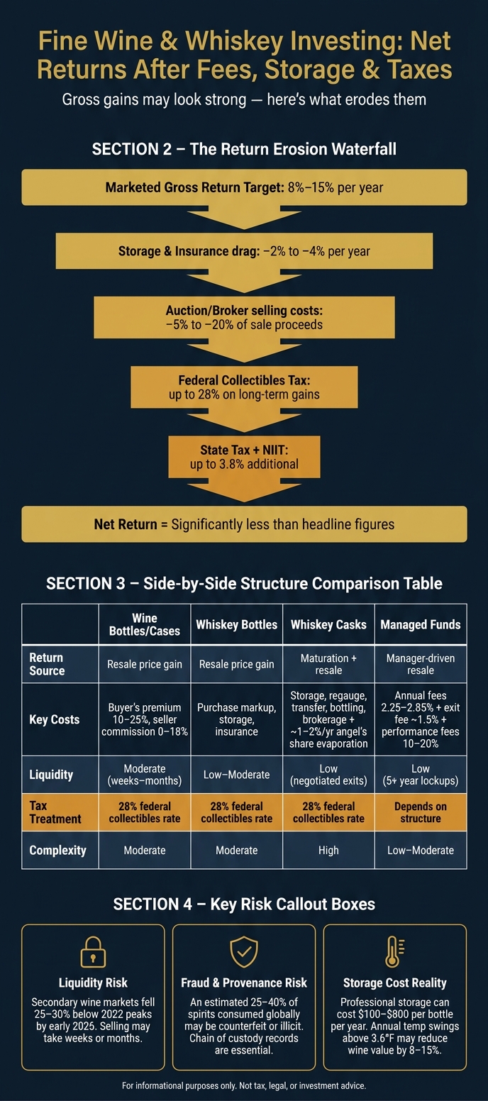 Fine Wine & Whiskey Investing: Net Returns After Fees, Storage & Taxes
