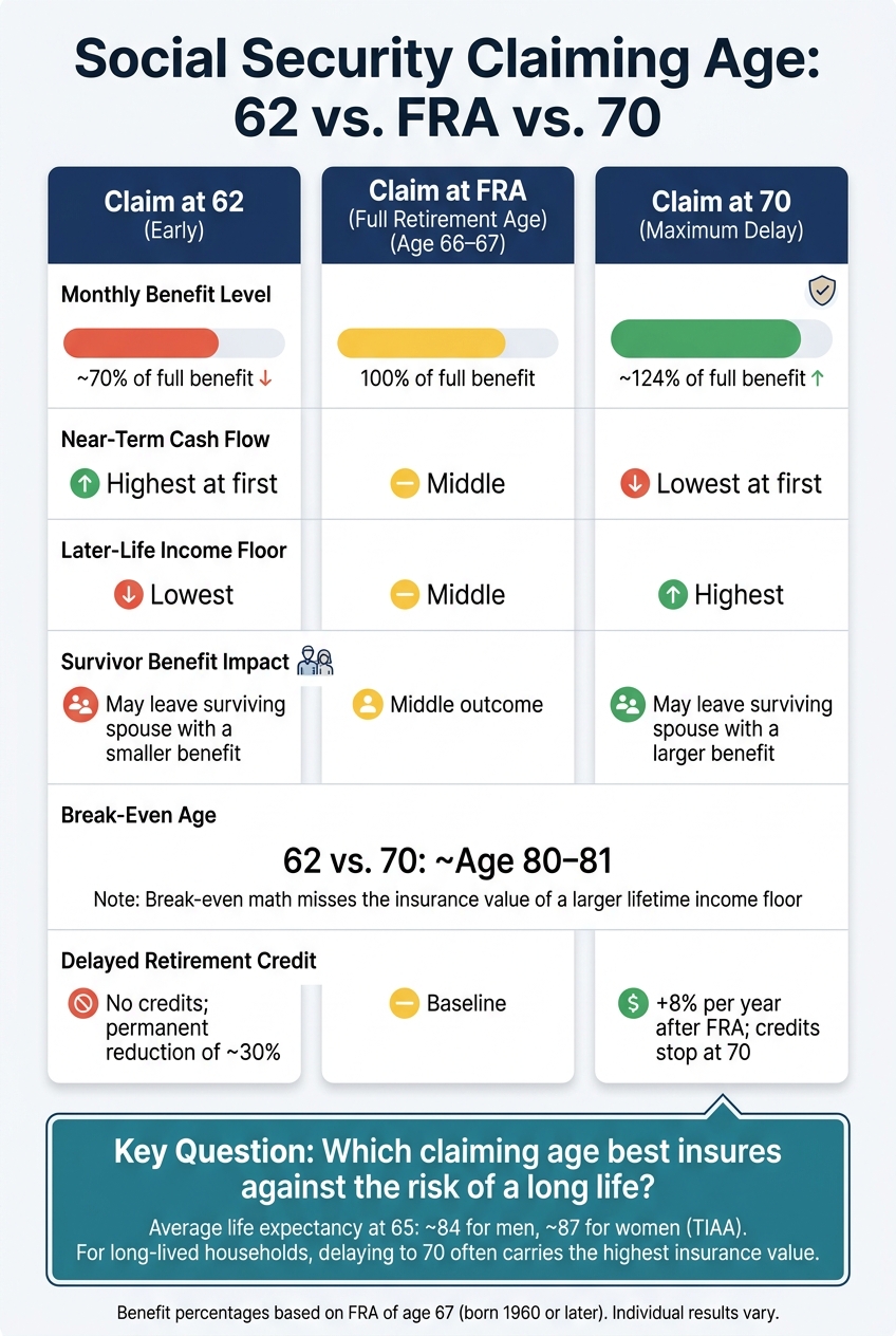 Social Security Claiming Age Comparison: 62 vs. FRA vs. 70