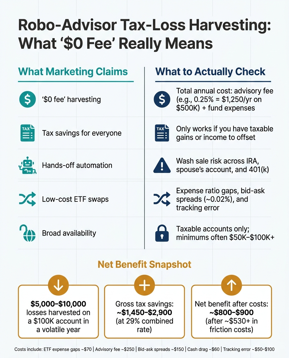 Robo-Advisor Tax-Loss Harvesting: '$0 Fee' vs. Real After-Tax Cost