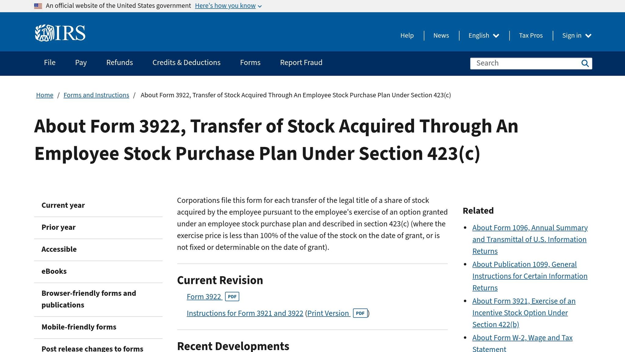 Form 3922