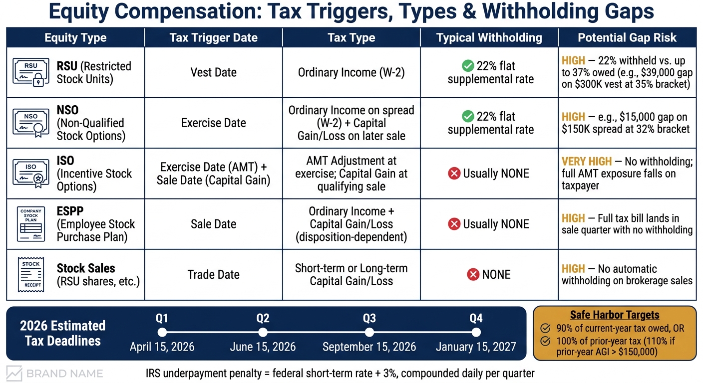 Equity Comp Tax Events: When Tax Hits & What Gets Withheld
