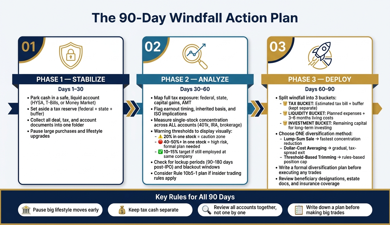 The 90-Day Windfall Action Plan: Stabilize, Analyze, Deploy
