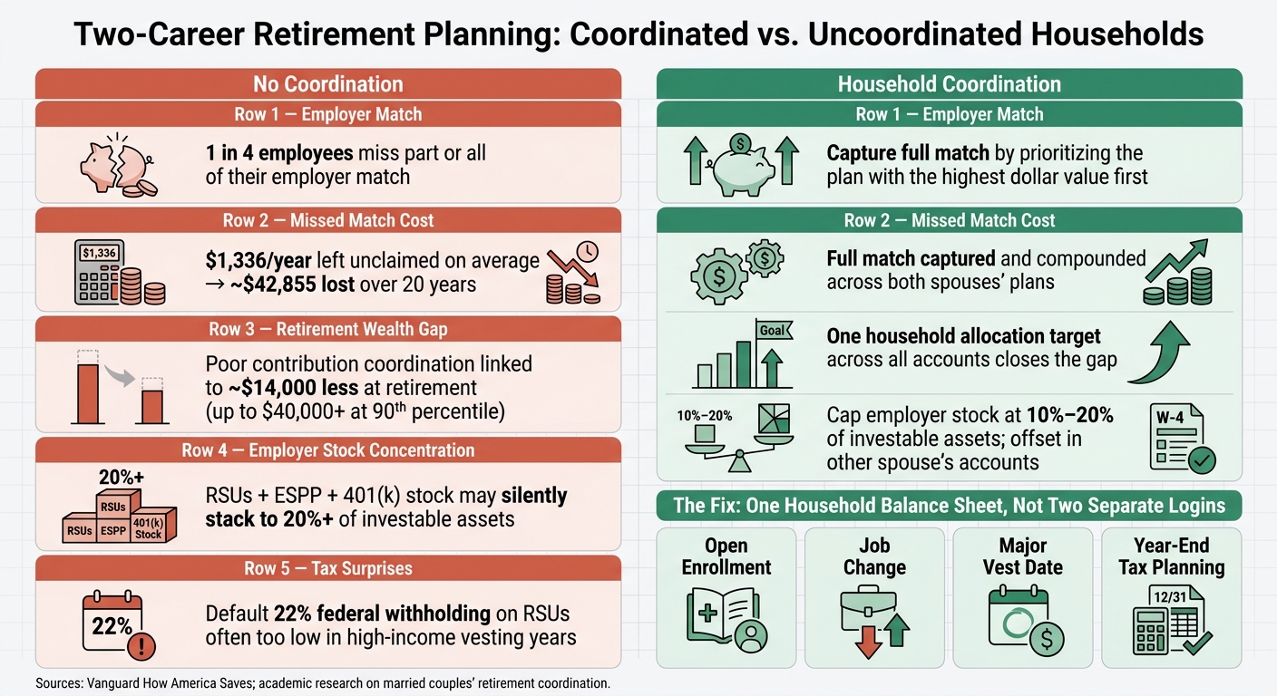 Two-Career 401(k) Coordination: The Cost of Going It Alone vs. Household Planning