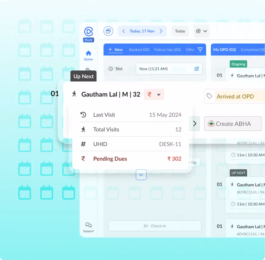 Product screenshot showing how you can manage billing and pending payments on Eka care tool