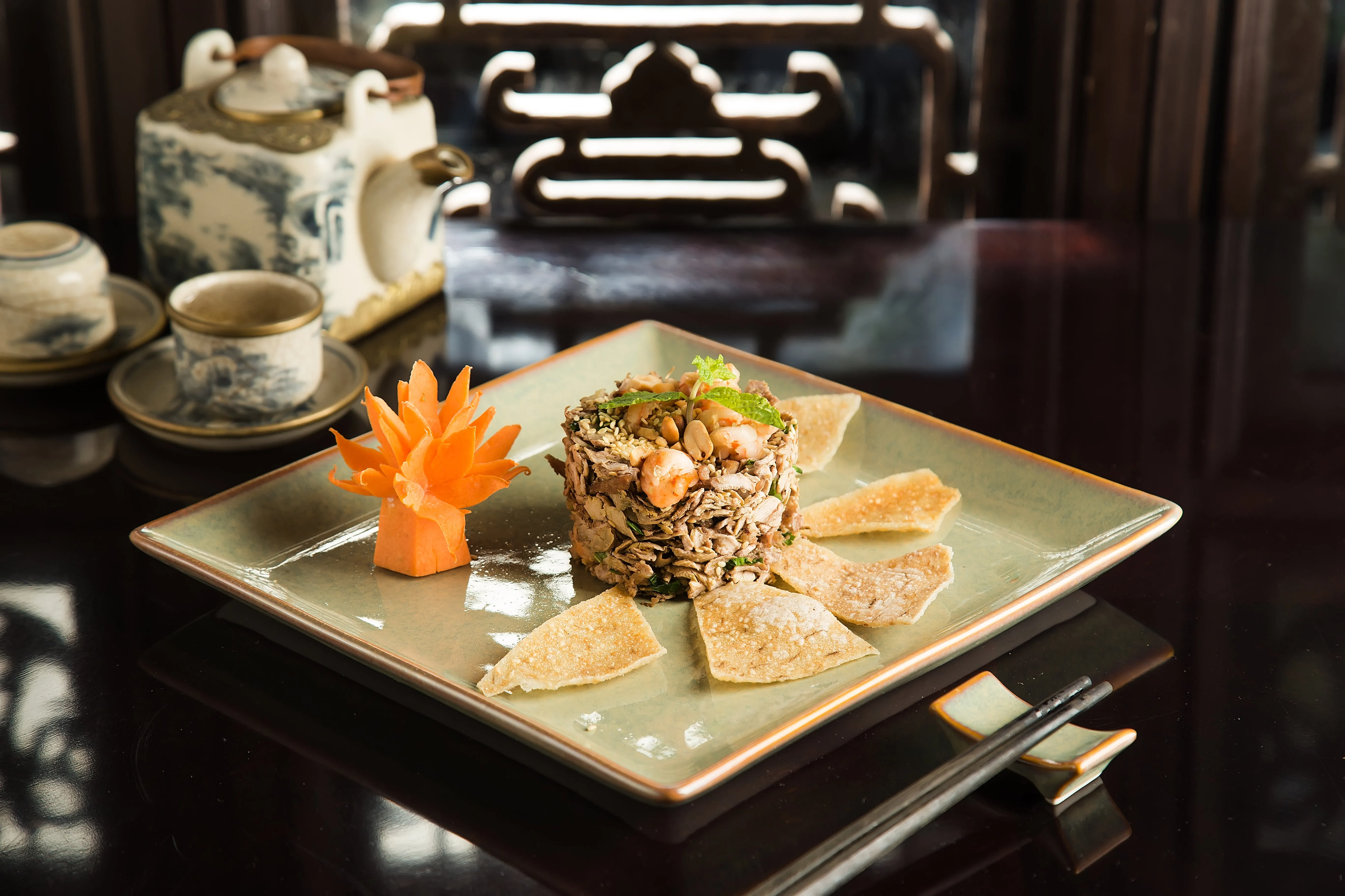 Vietnamese Style Fig Salad- Served at Kim Long Dining- A Restaurant Located in Ancient Hue Garden House