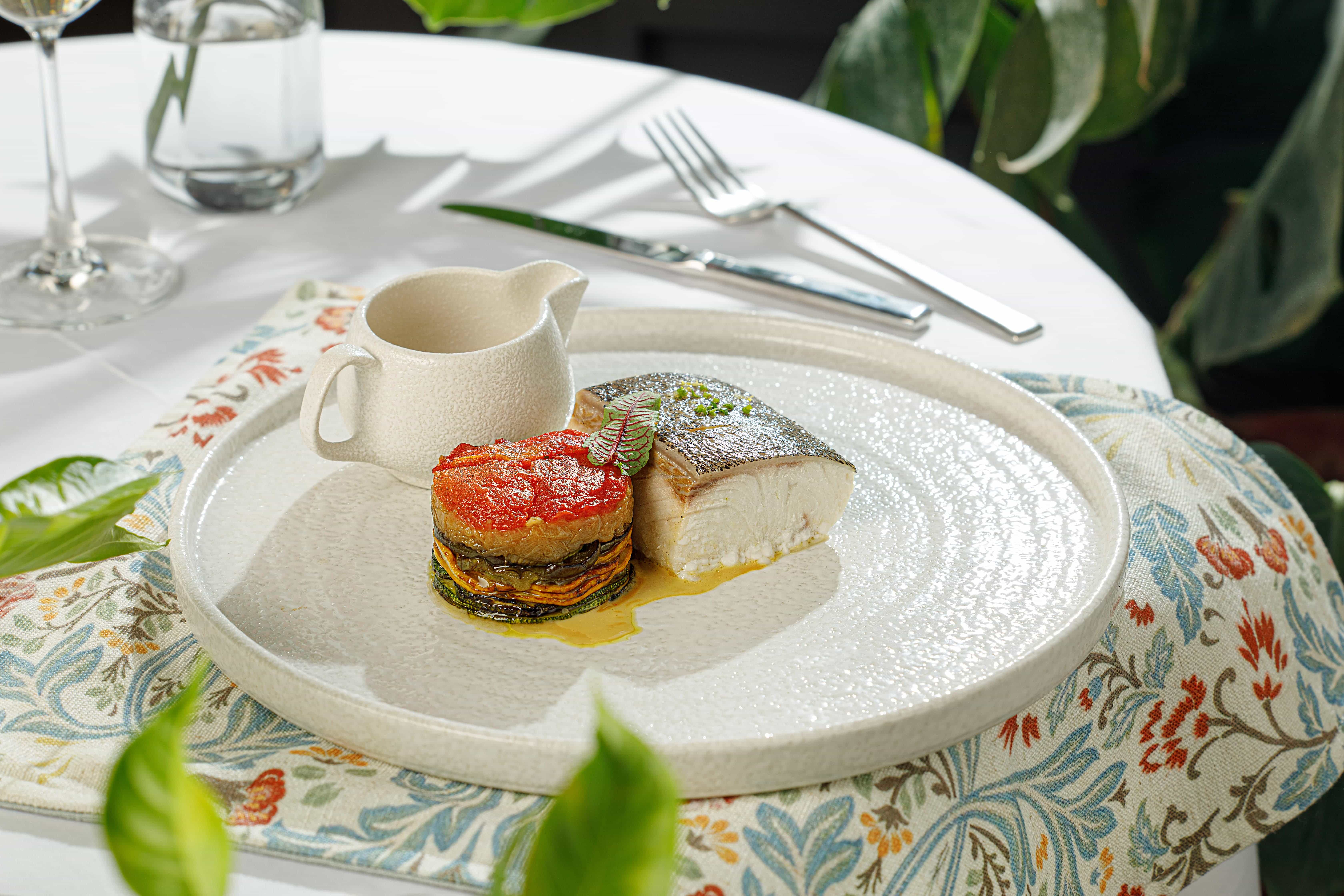 Cobia Fish with French Tian- A Dish Served at our Le Soleil de Hue - a Restaurant located in Ancient Hue French Villa