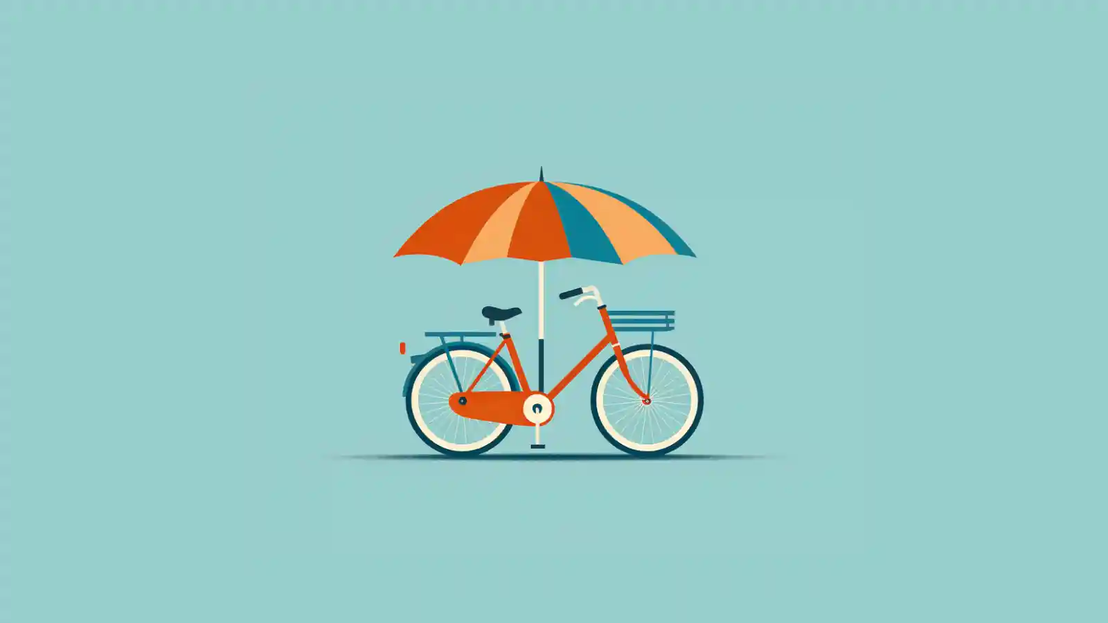 Colour image showing a bicycle with an umbrella over it