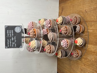 cupcakestower rose grau braun