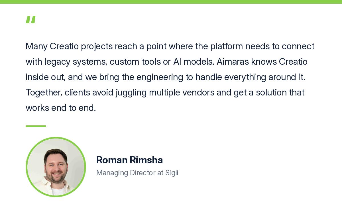Quote by Roman Rimsha, Managing Director at Sigli