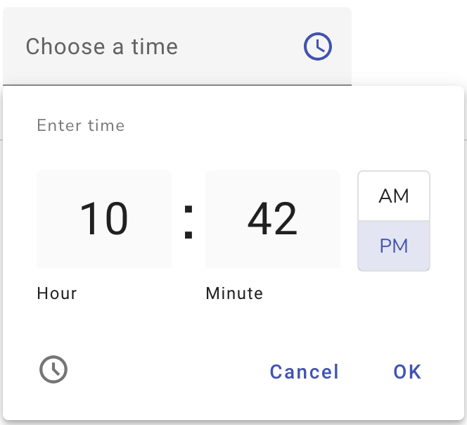 Timepicker input mode