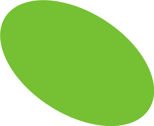 Smooth green elliptical shape on a transparent background.