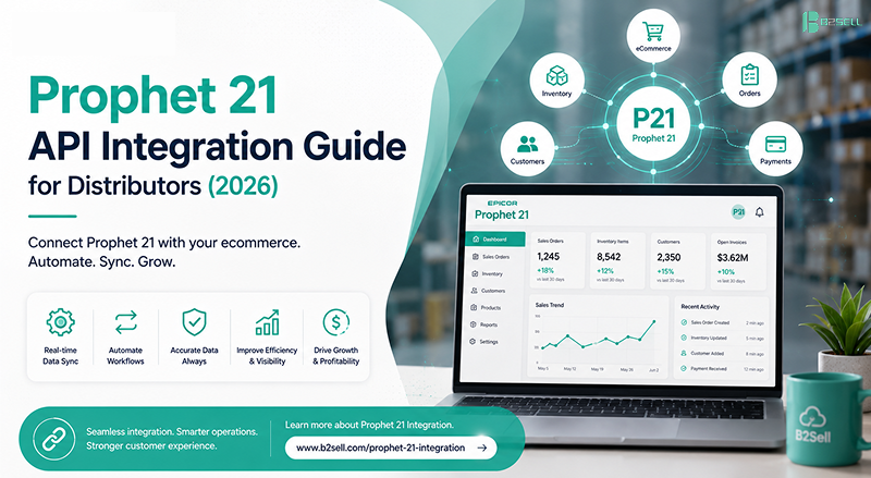 Complete guide to Epicor Prophet 21 API integration for distributors. Connect P21 to ecommerce, automate orders, sync inventory in real-time. Start here.