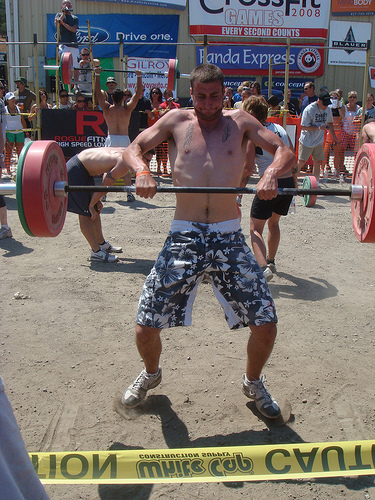 A squat clean at the CrossFit Games