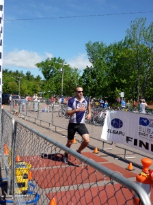 Pierre crossing the finish line