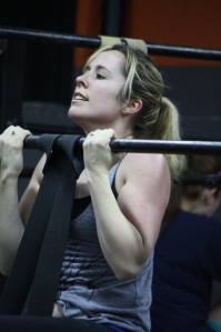 Amber gets her chin over the bar