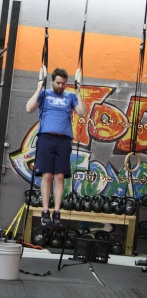 Mitch just playing around on the rings before the wod
