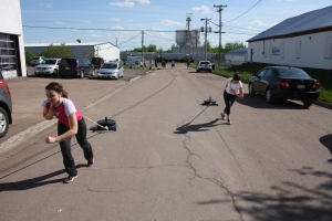 Emelie and Jaime digging in