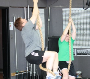 Stephanie and Lisa try the rope for their first time