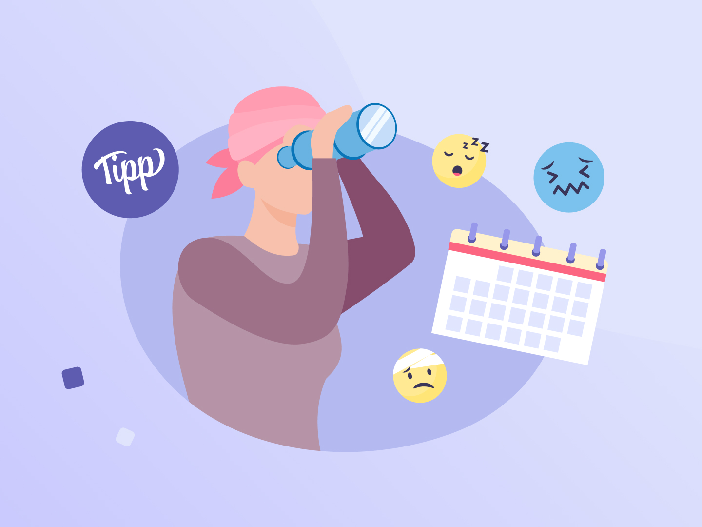 Eine Frau blickt mit Fernglas in die Ferne.