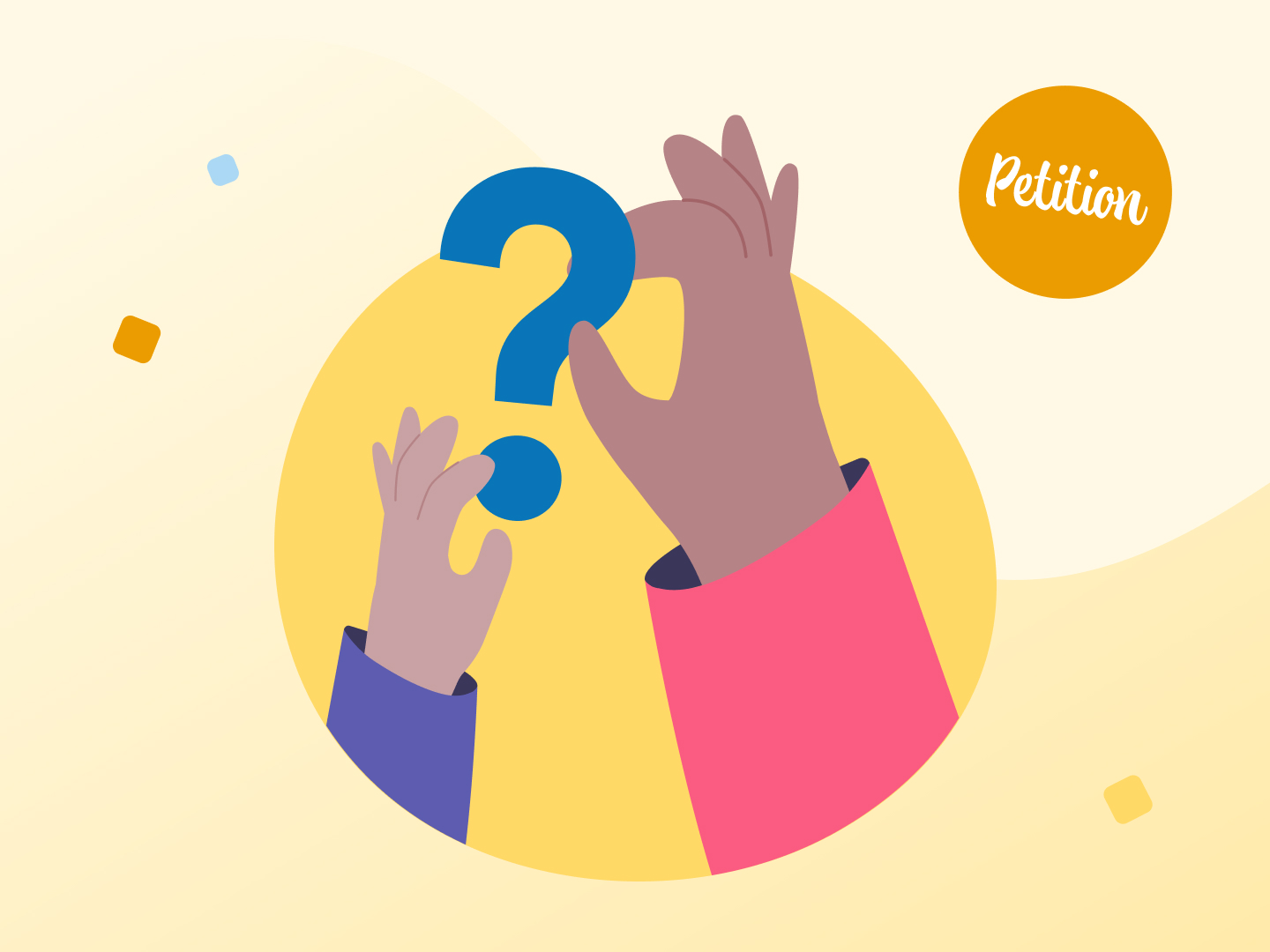 Zwei Hände halten ein Fragezeichen.