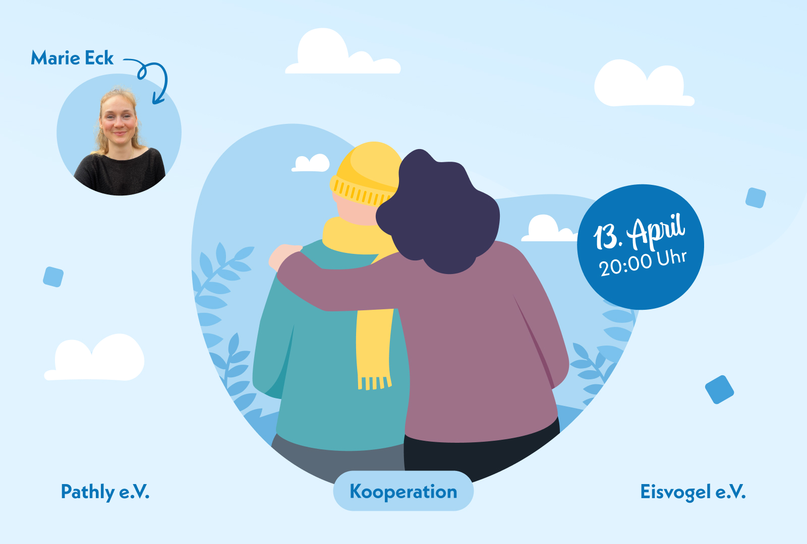 Zwei Personen die sich umarmen. 