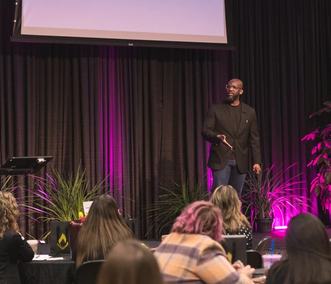 dan on stage at blaze conference