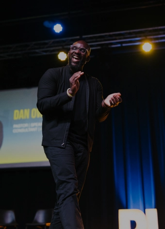 dan having a good time on stage