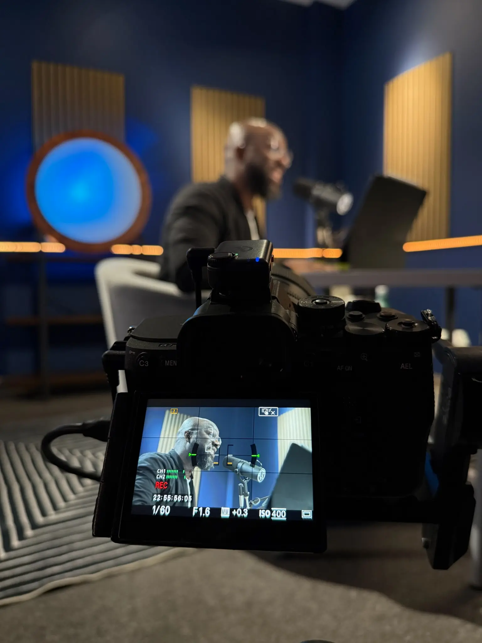 dan filming podcast showing him on camera