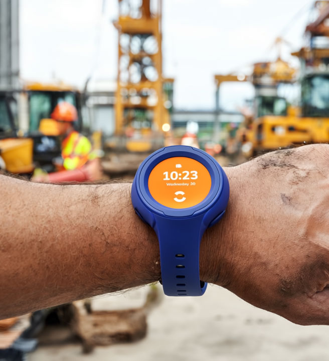 spacebands safety wearable worn on a construction site