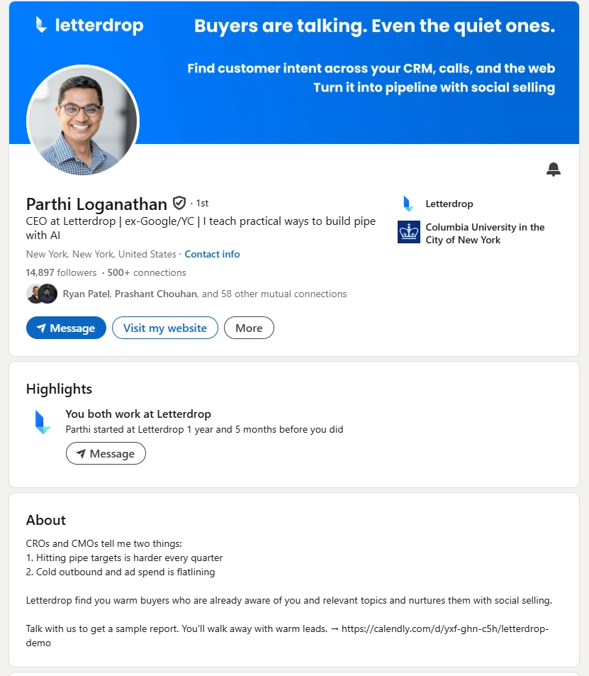An example of what your LinkedIn profile can look like