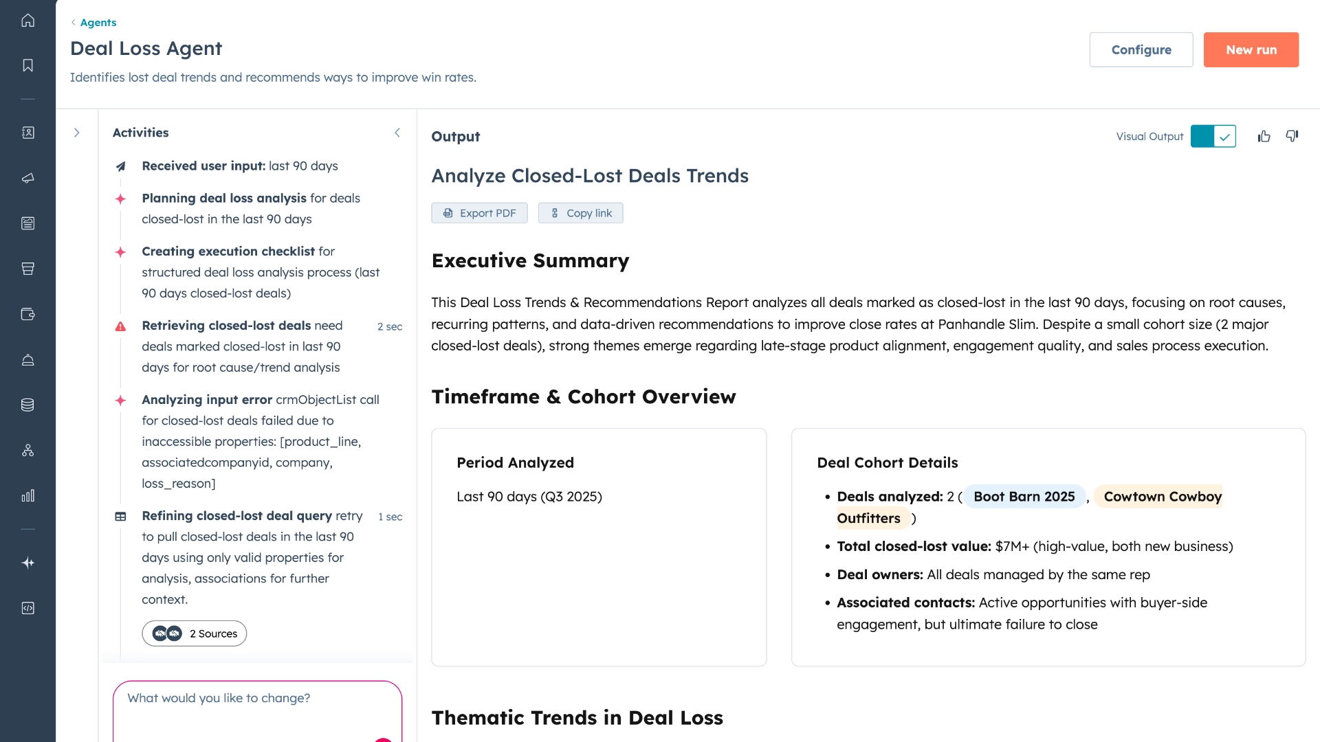 Root-cause analysis with Deal Agent
