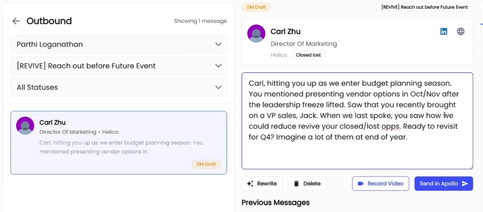Letterdrop queues up outreach according to deal loss reason, timing, etc
