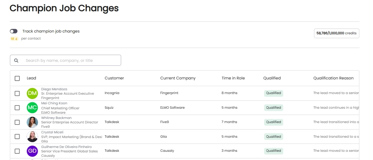Tracking champion job changes automatically