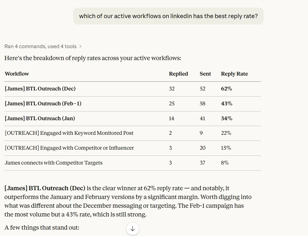 Using Claude to get data on outbound