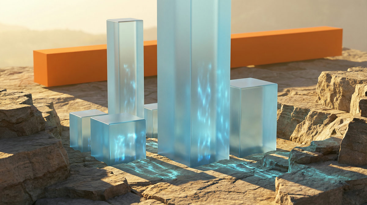 Widok z góry na planowanie strategiczne, abstrakcyjne żetony na kamiennym stole symbolizujące taktykę marketingową