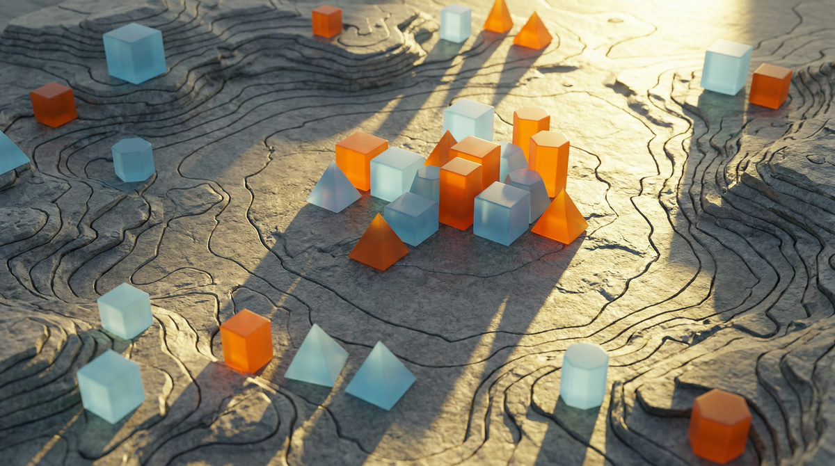 Nowoczesny kalendarz planowania działań marketingowych z elementami szkła i kamienia