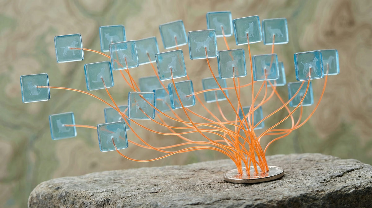 Minimalistyczny przysmak dla psa na kamiennym piedestale, symbolizujący nagrodę w programie lojalnościowym.