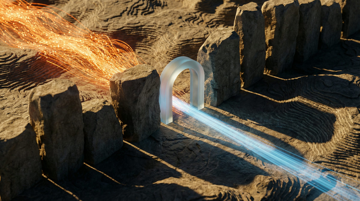 Trzywarstwowa struktura terenu obrazująca etapy lejka sprzedażowego: świadomość, rozważanie i konwersję