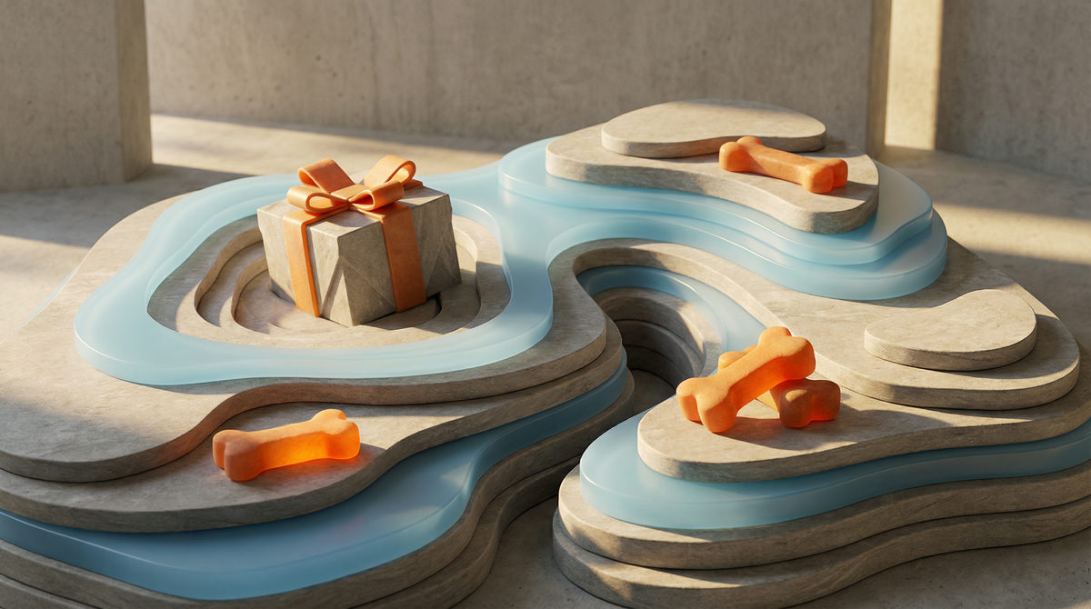 Artystyczne przedstawienie nagród dla zwierząt w programie lojalnościowym