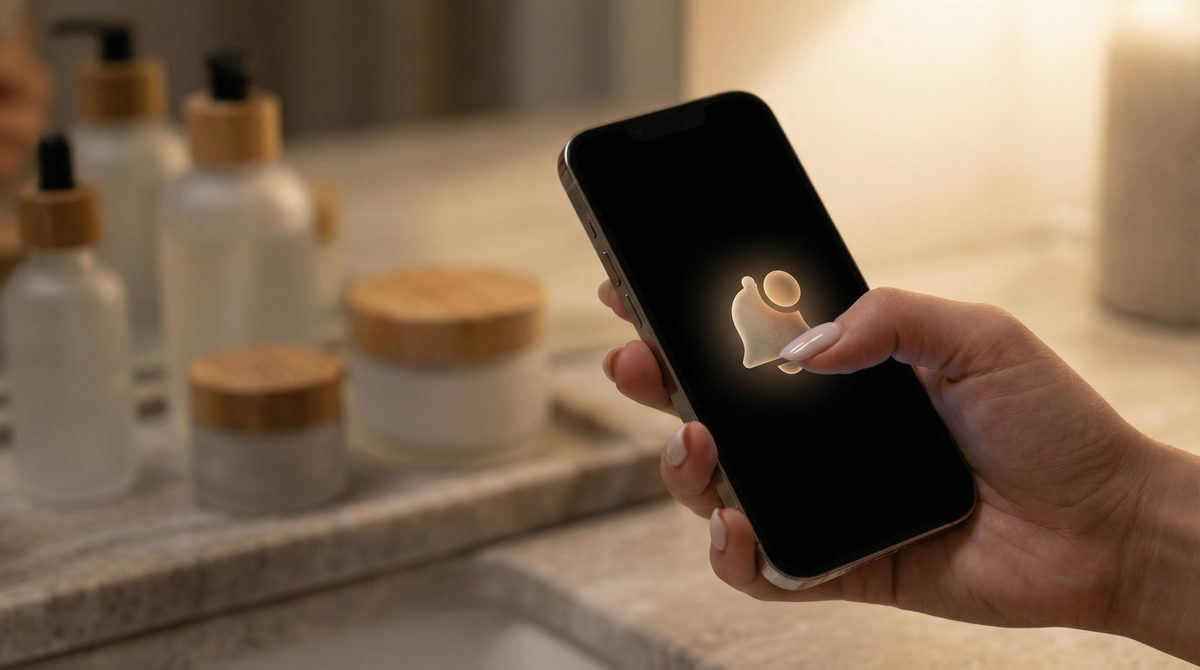 Spersonalizowane powiadomienie na telefonie w kontekście produktów kosmetycznych