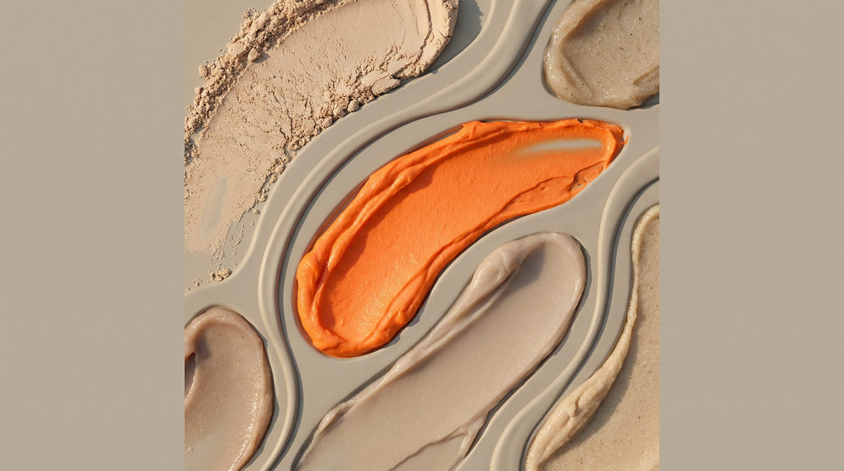 Wizualizacja segmentacji klientów w branży beauty, oddzielone grupy tekstur kosmetycznych.