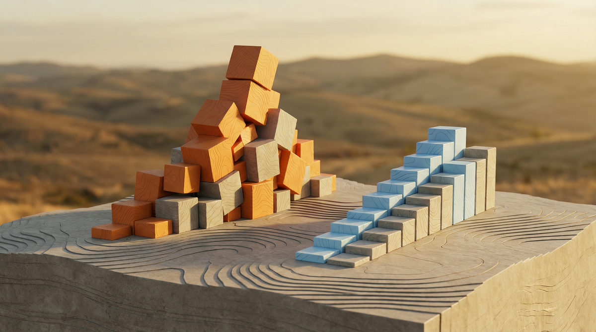 Minimalistyczna wizualizacja rosnących kosztów w zależności od jakości danych i wielkości bazy klientów.