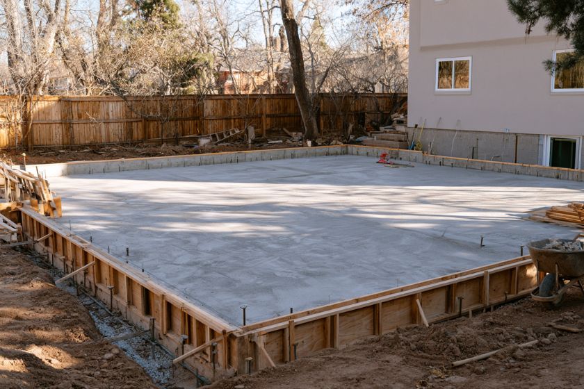 Frost-depth garage foundation and slab being built in Ottawa by OGC