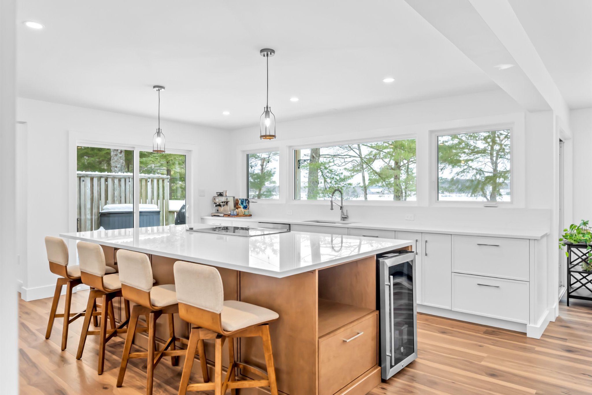 A large multi-level renovation that blends contemporary design with luxury rustic detail.