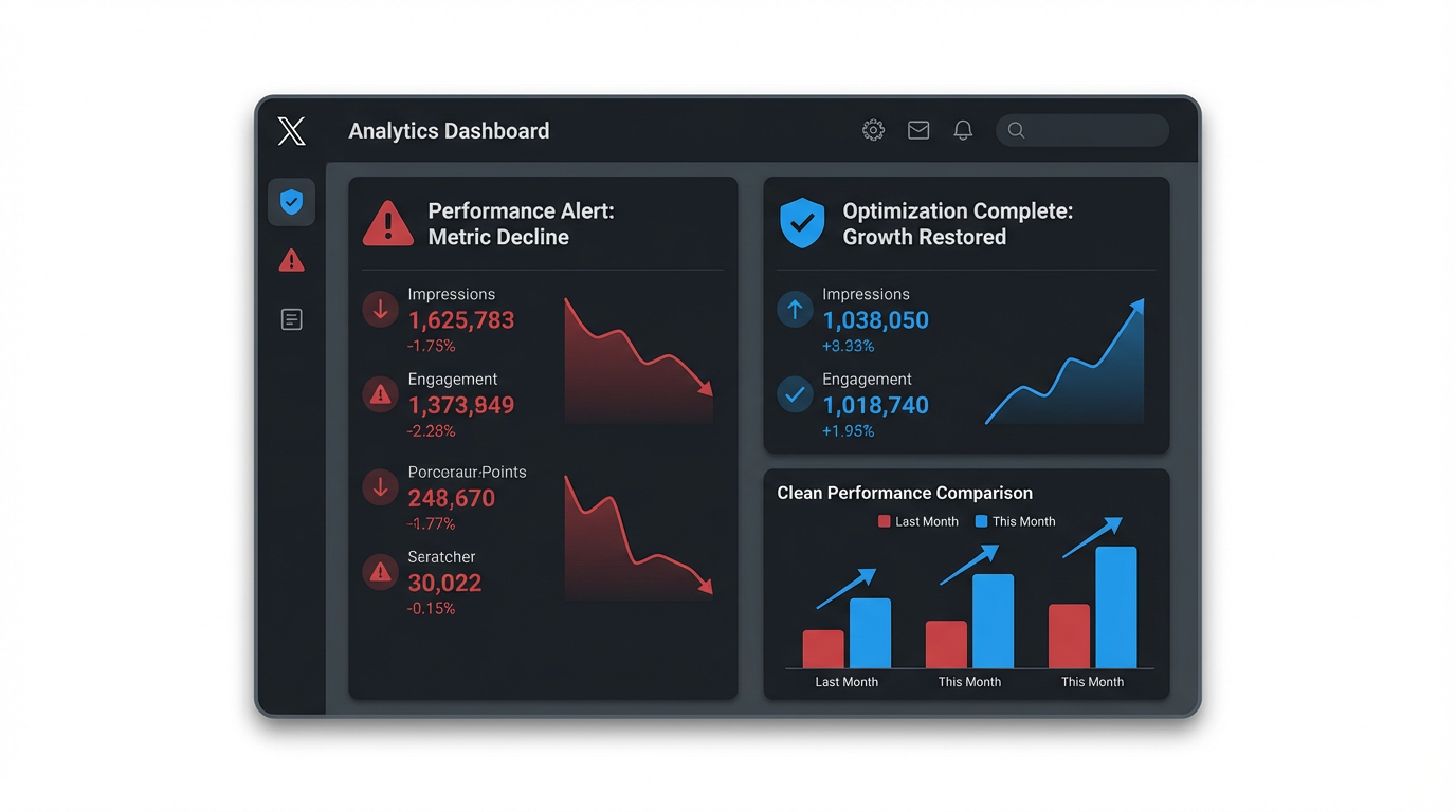 Twitter analytics dashboard showing performance comparison