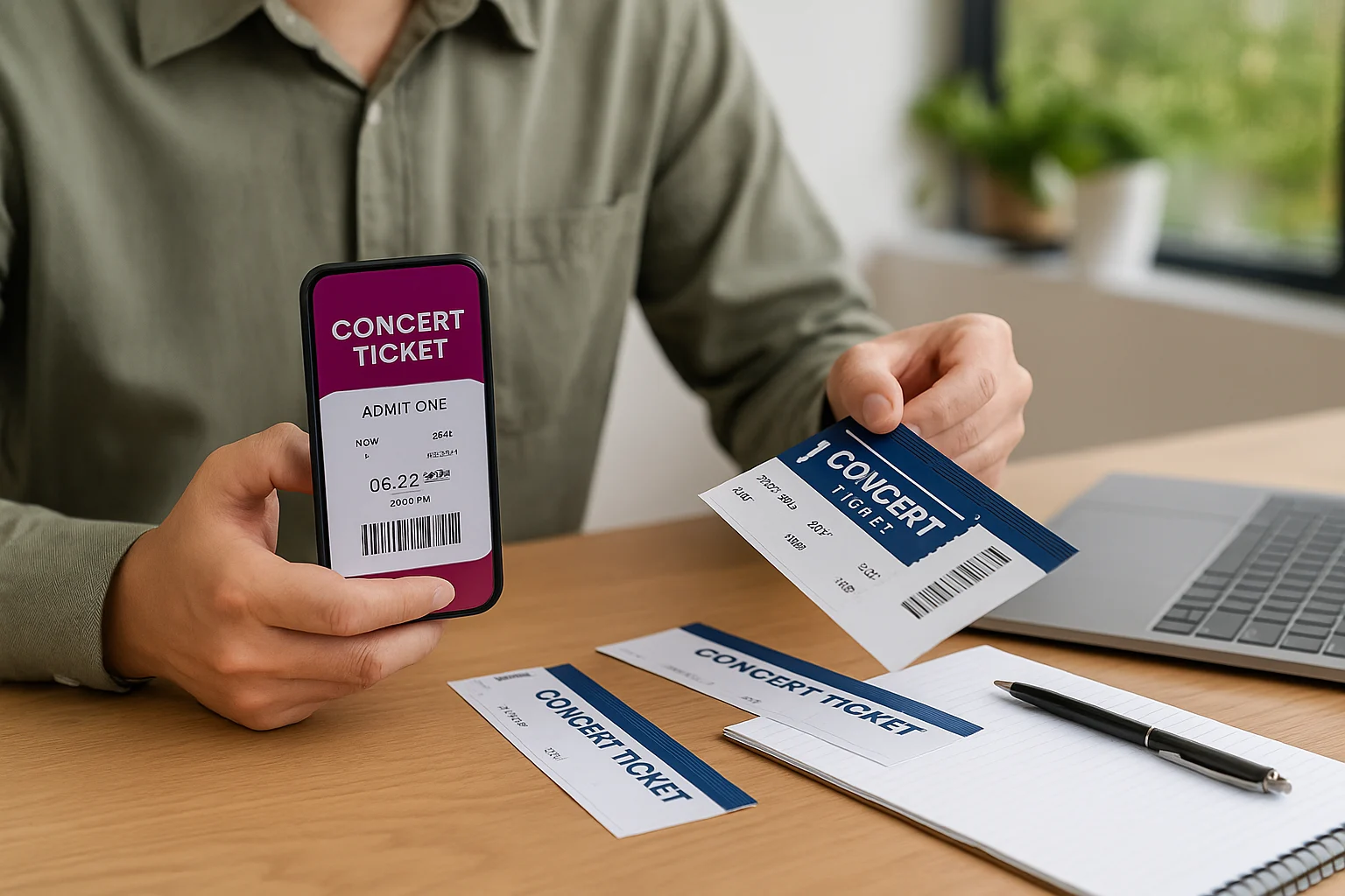 A person creating different concert ticket types on a laptop screen