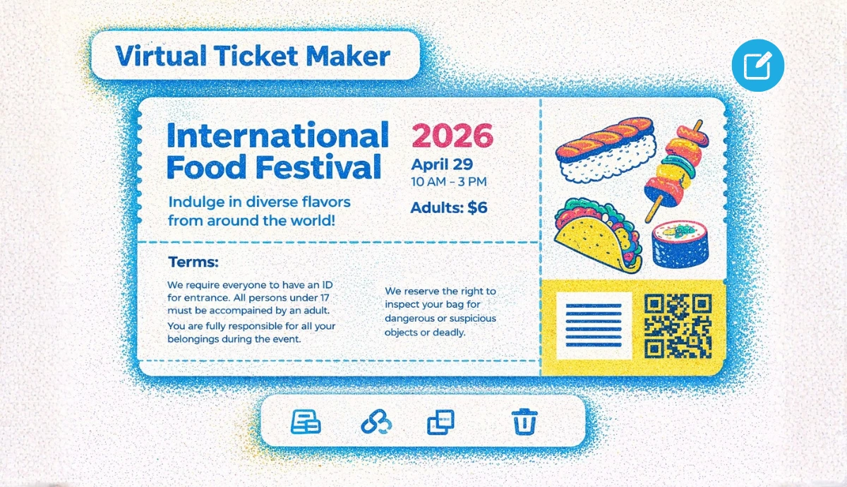 A virtual ticket with a validation QR Code on it.