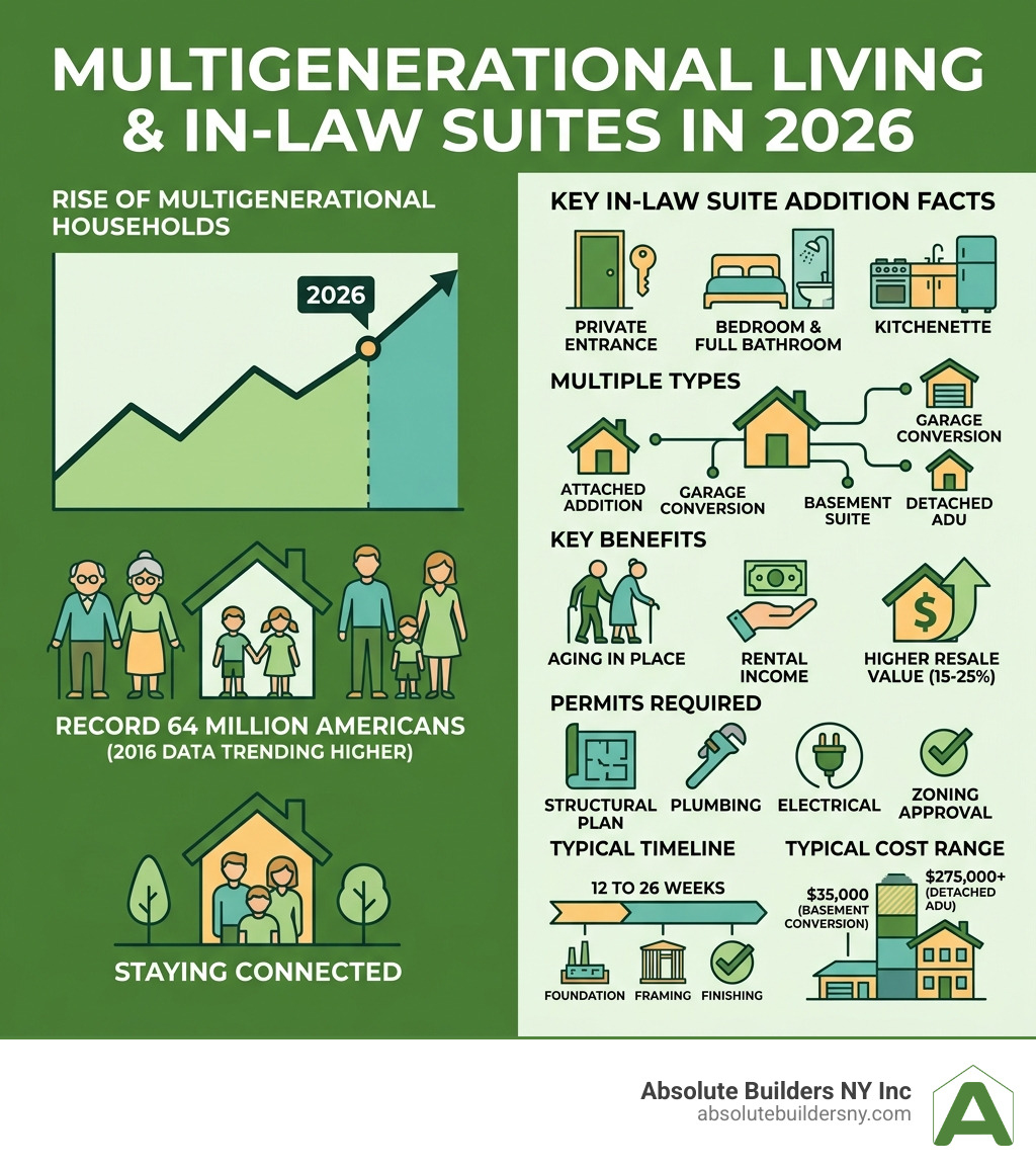 Infographic showing rise of multigenerational households and key in-law suite addition facts in 2026 infographic Infographic showing rise of multigenerational households and key in-law suite addition facts in 2026 infographic